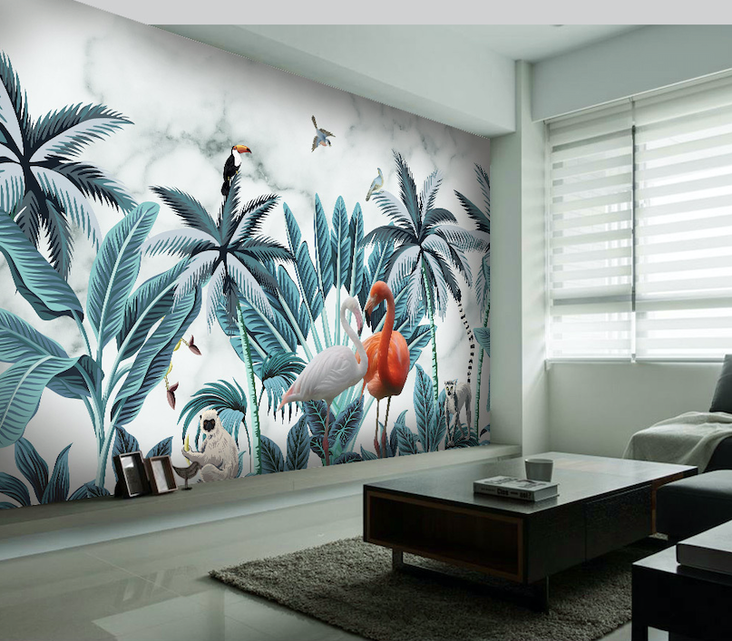 3D Flamingo Toucan WG212 Wall Murals