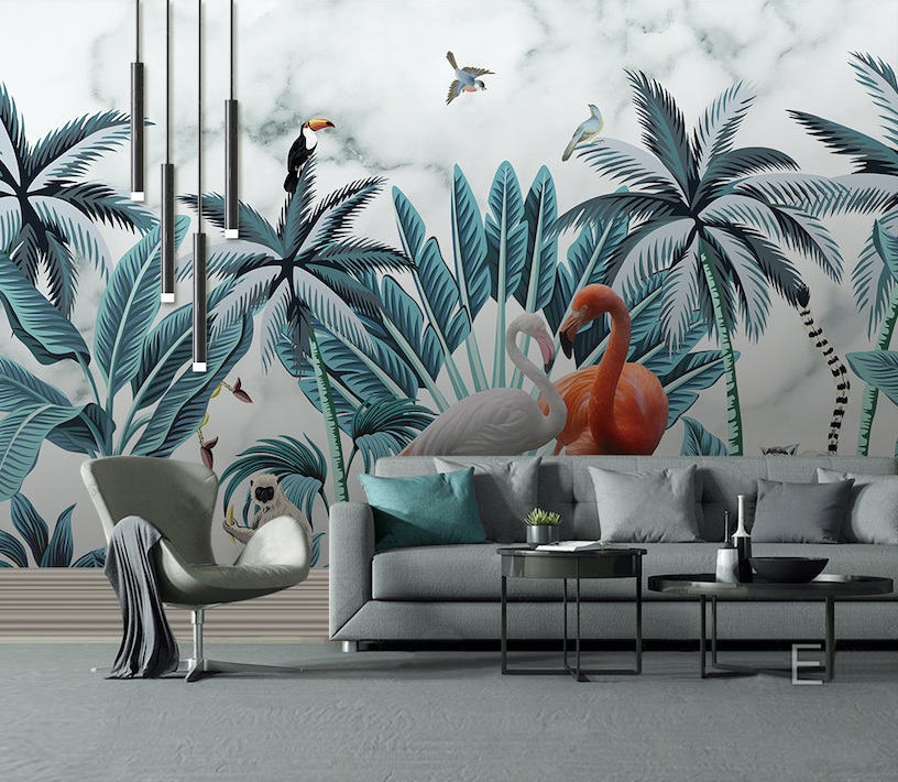 3D Flamingo Toucan WG212 Wall Murals