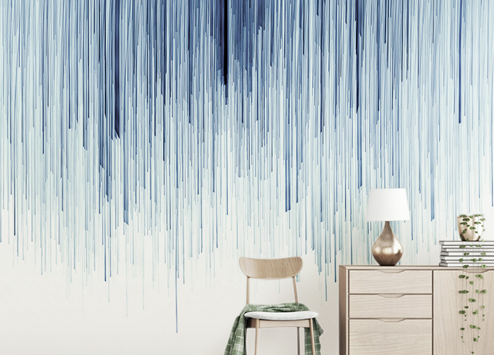 3D Blue Lines WG301 Wall Murals