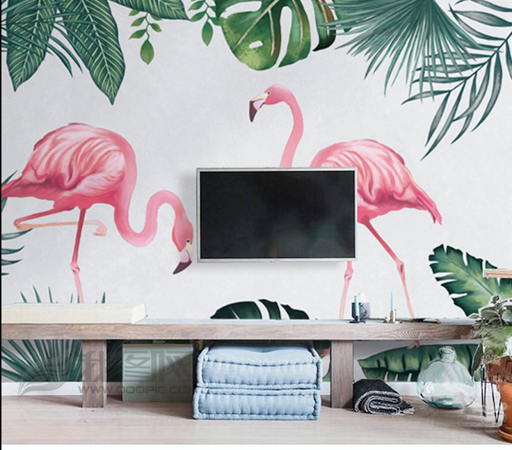 3D Flamingo Foraging WG225 Wall Murals