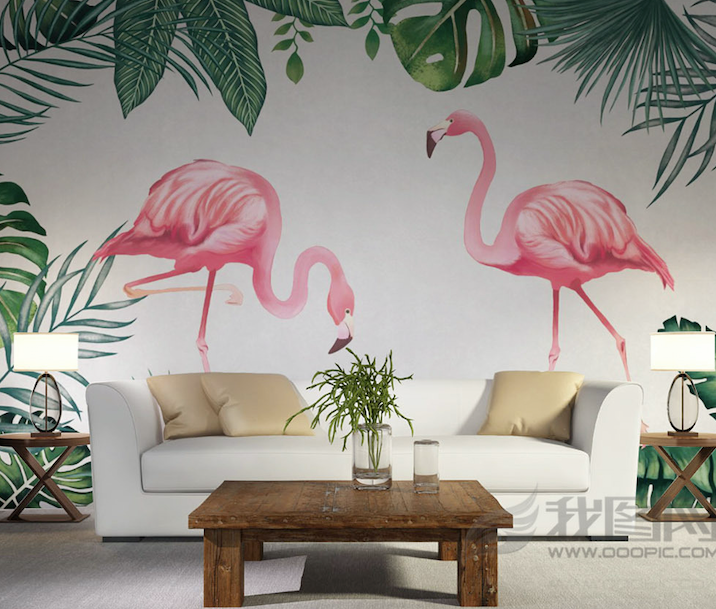 3D Flamingo Foraging WG225 Wall Murals