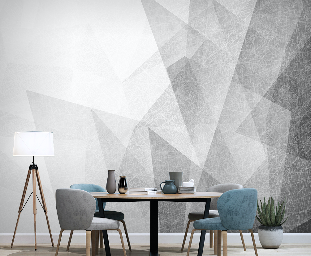 3D White Geometry WG065 Wall Murals