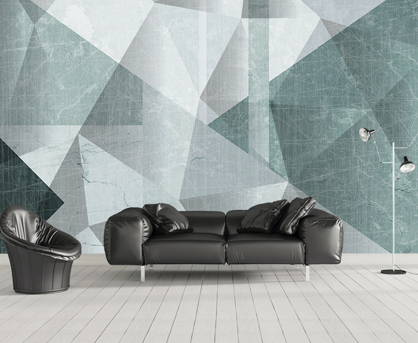 3D Green Geometry WG089 Wall Murals