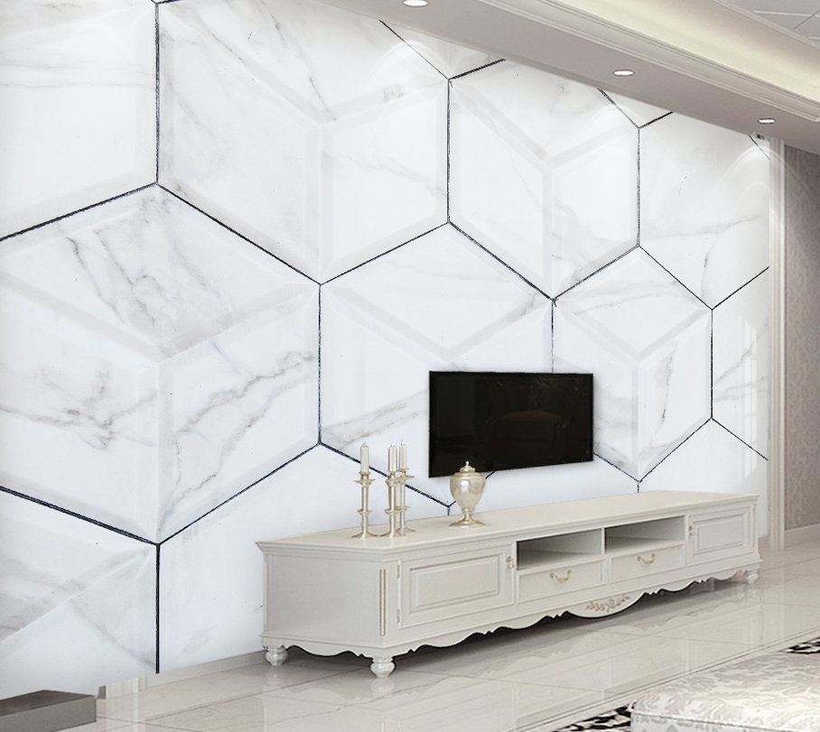 3D Hexagonal Marble WG123 Wall Murals