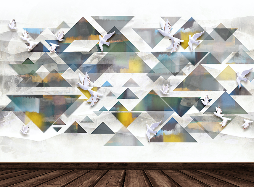 3D Pigeon Triangle WG150 Wall Murals