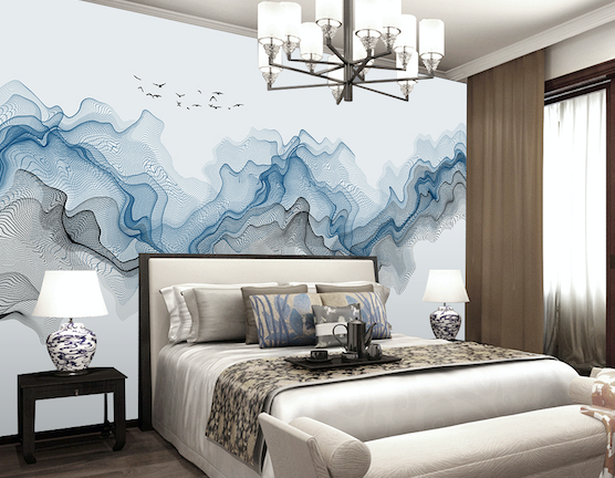 3D Blue Wave Painting WG170 Wall Murals