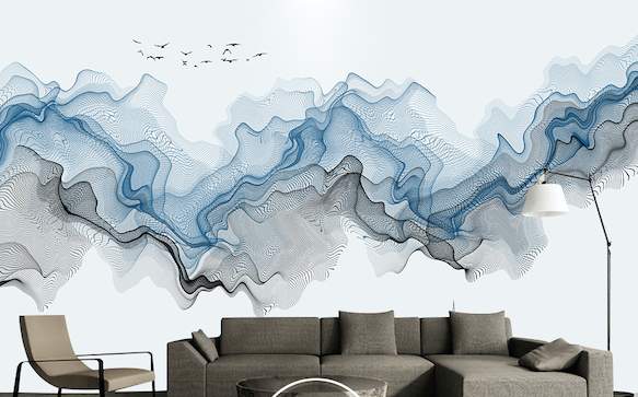 3D Blue Wave Painting WG170 Wall Murals