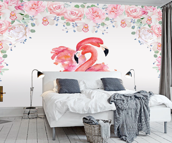 3D Flamingo Rose WG195 Wall Murals