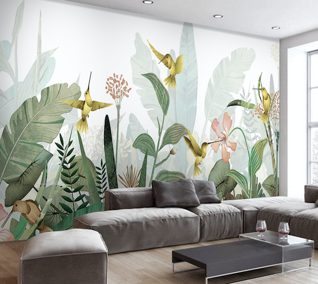 3D Yellow Bird Flower WG273 Wall Murals