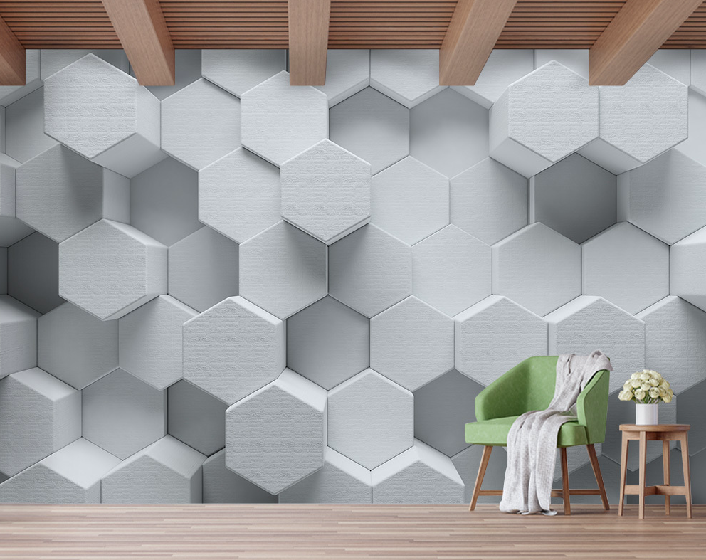 3D White Geometry WG312 Wall Murals