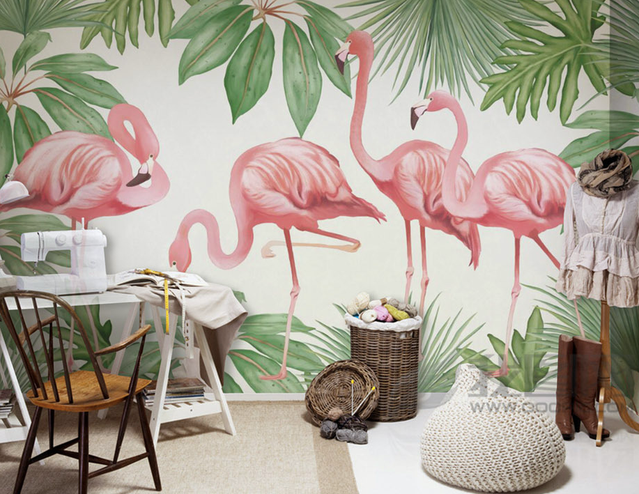 3D Pink Flamingo WG300 Wall Murals