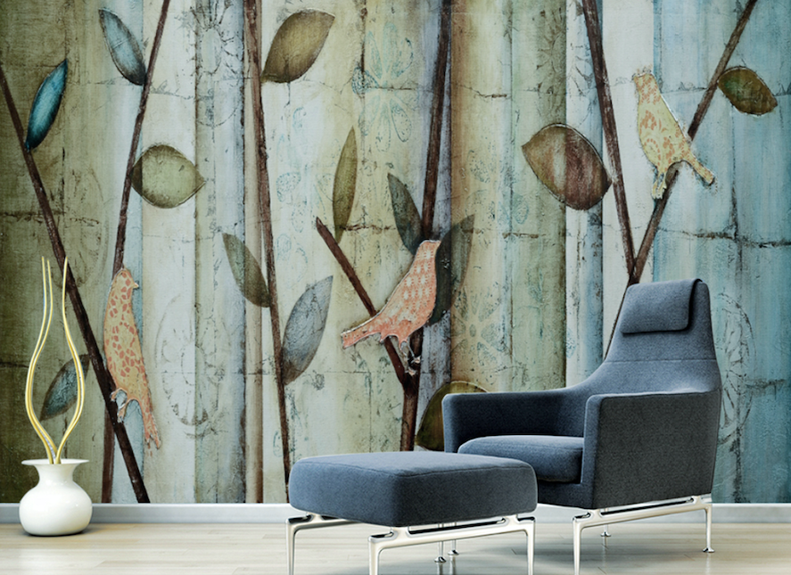 3D Painted Leaves WG275 Wall Murals