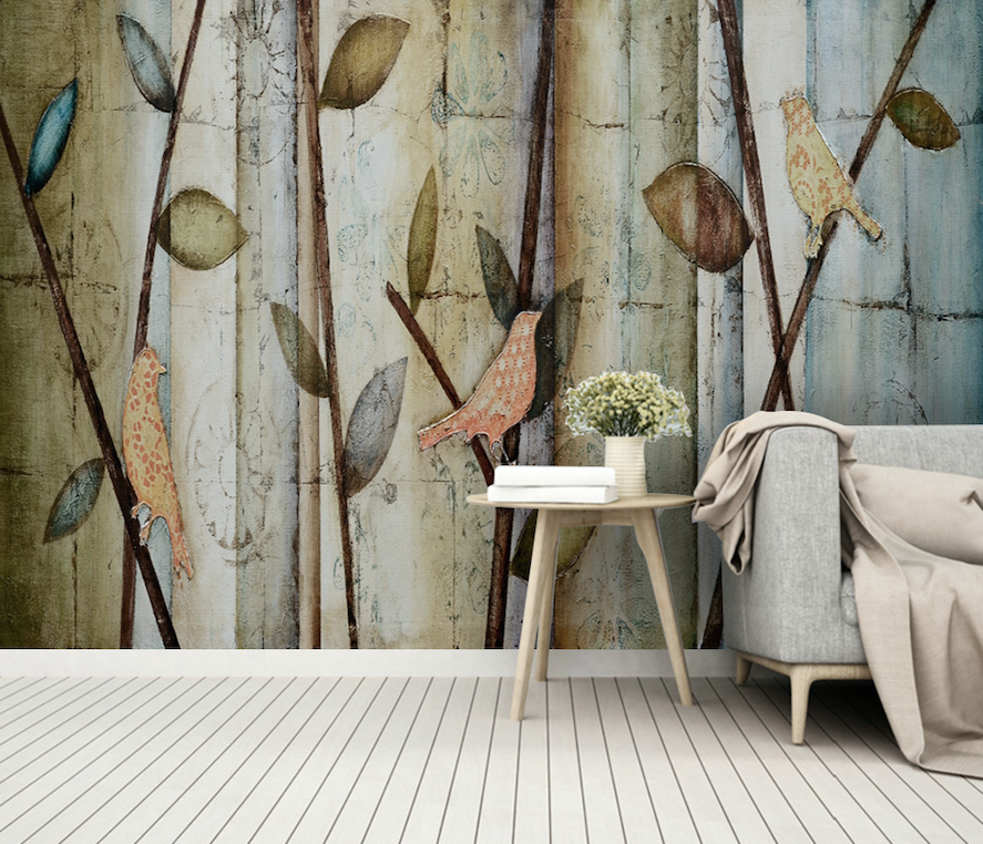 3D Painted Leaves WG275 Wall Murals