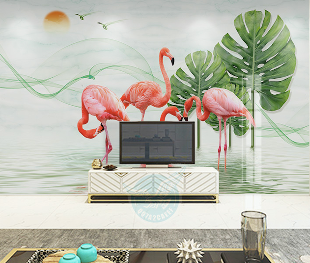 3D Pink Flamingo WG234 Wall Murals