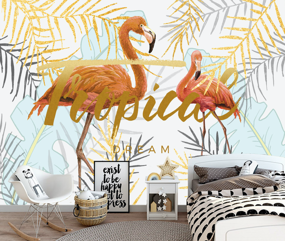 3D Pink Flamingo WG304 Wall Murals