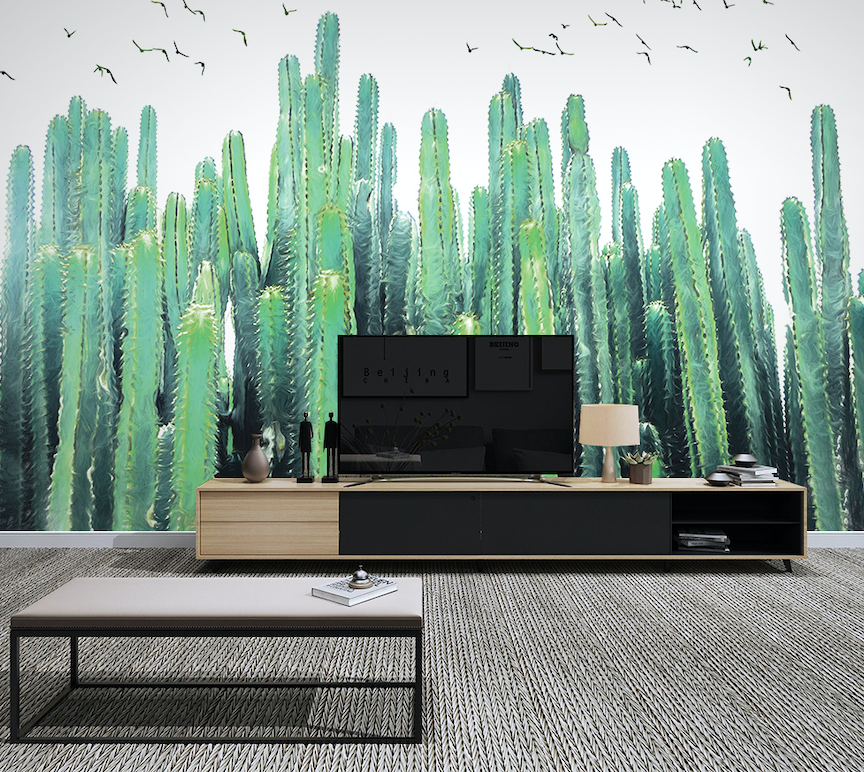 3D Green Cactus WG063 Wall Murals