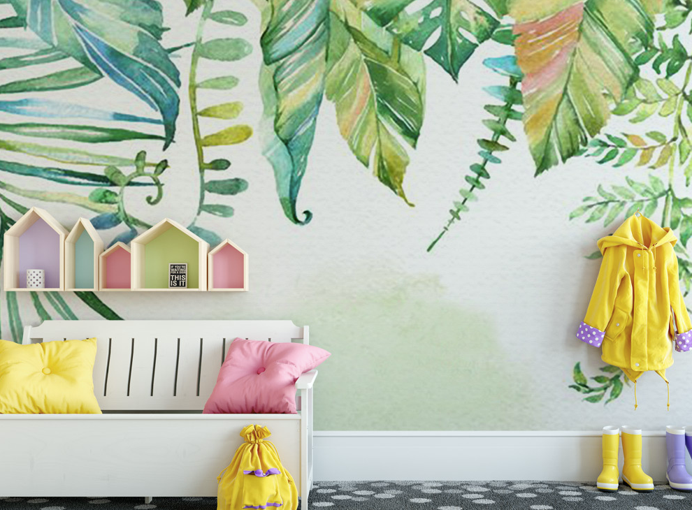 3D Green Leaf WG084 Wall Murals