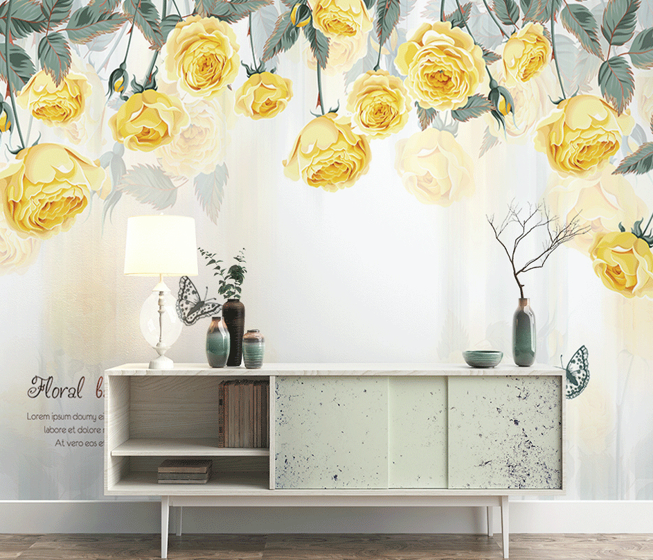 3D Yellow Rose WG150 Wall Murals