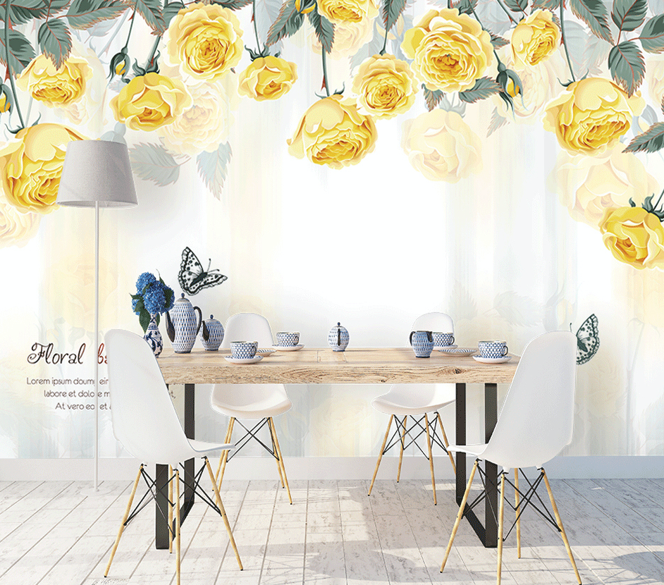 3D Yellow Rose WG150 Wall Murals
