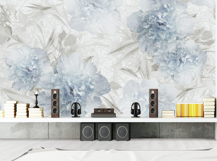 3D Blue Flowers WG145 Wall Murals