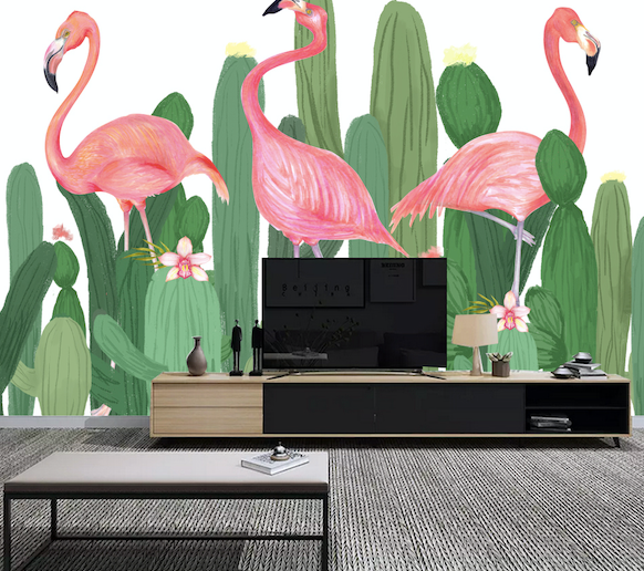3D Pink Flamingo WG181 Wall Murals