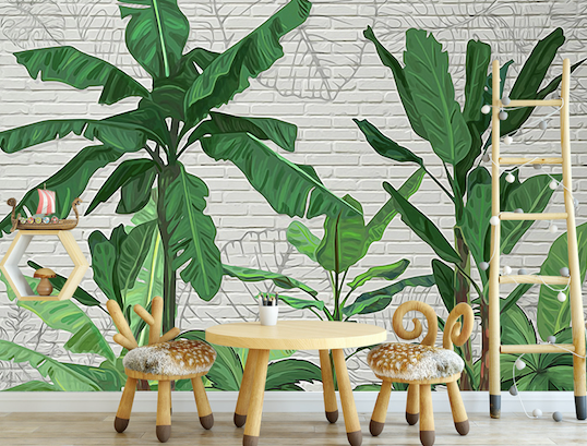 3D Green Leaf WG218 Wall Murals
