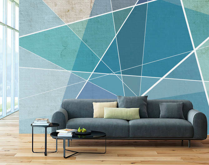 3D Blue Triangle WG230 Wall Murals