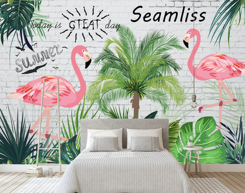 3D Pink Flamingo WG261 Wall Murals