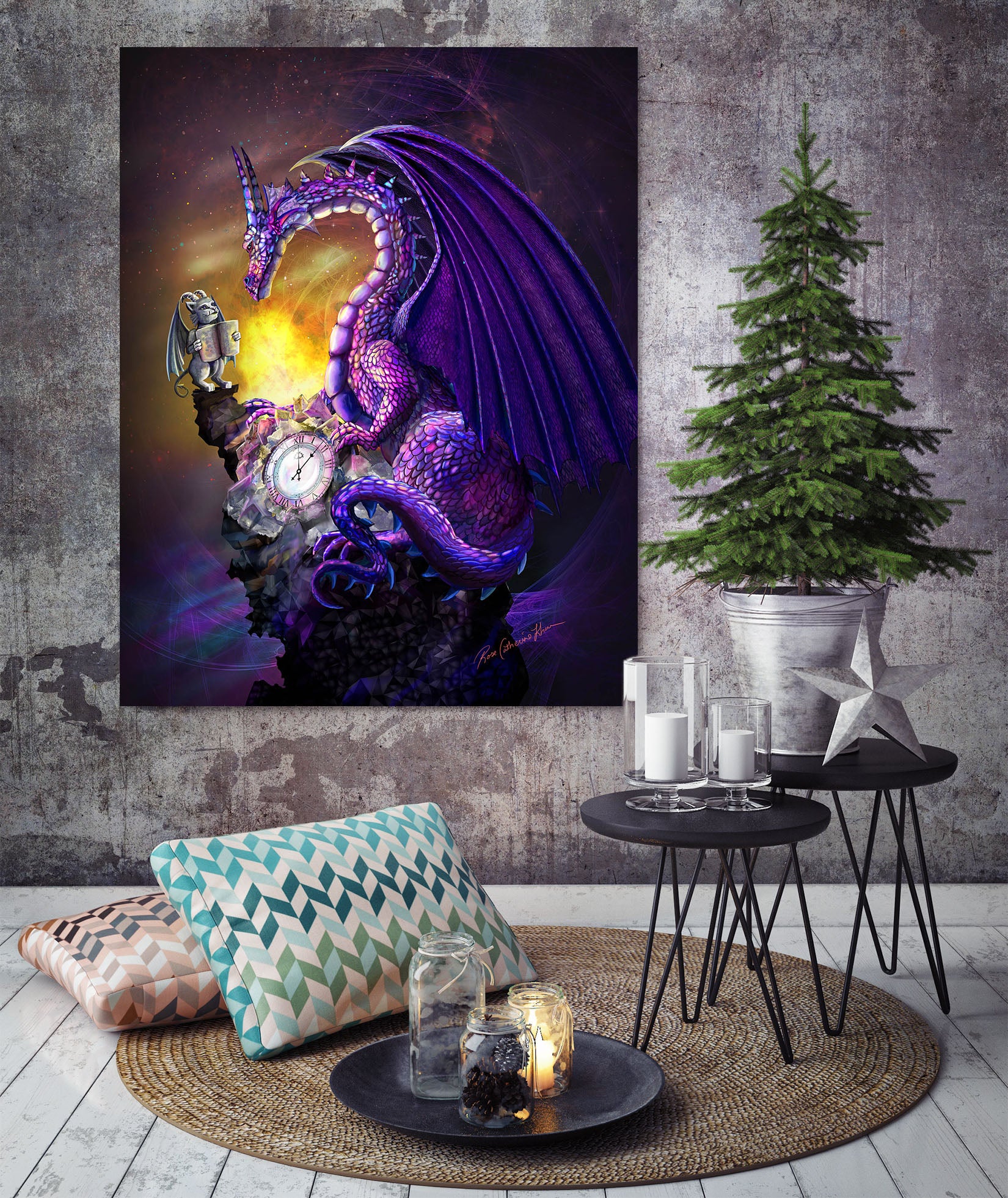 3D Valley Dragon 121 Rose Catherine Khan Wall Sticker