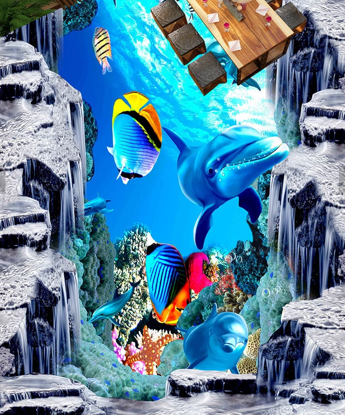 3D Clear Water 540 Floor Mural Wallpaper Murals Rug & Mat Print Epoxy waterproof bath floor