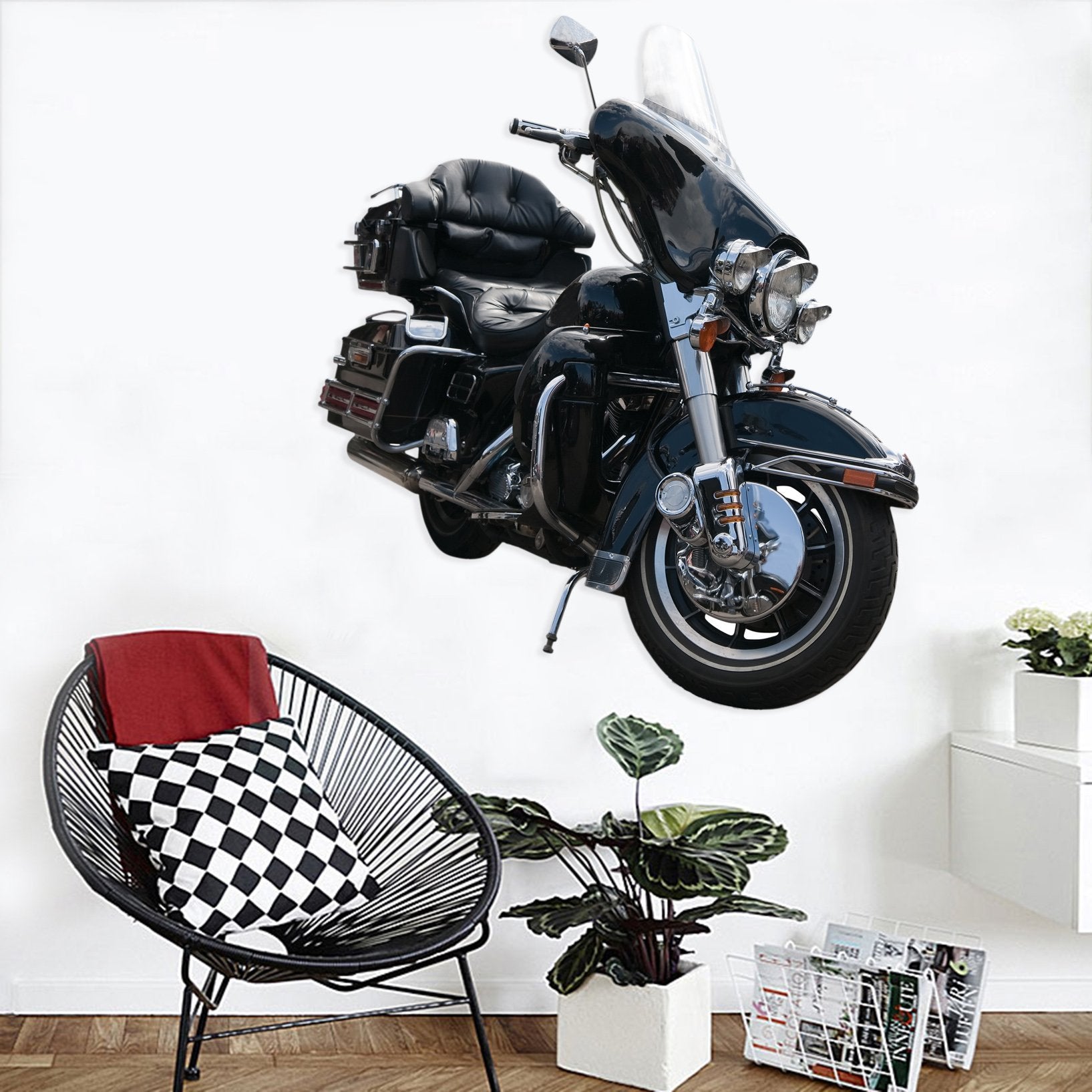 3D Black Motorcycle With Tail Box 0171 Vehicles Wallpaper AJ Wallpaper