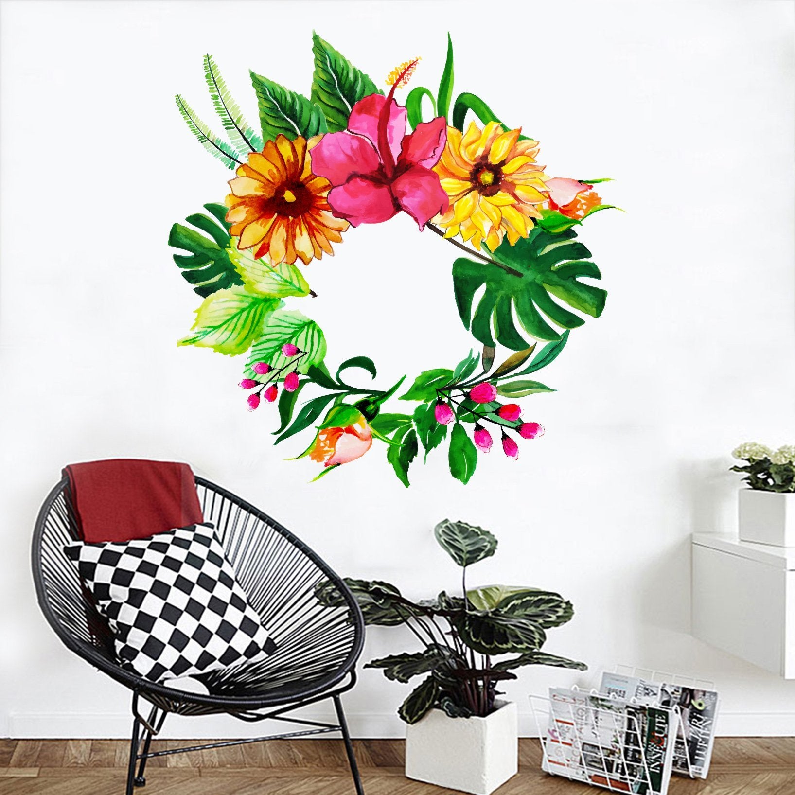 3D Red Garland Green Leaf 273 Wall Stickers Wallpaper AJ Wallpaper