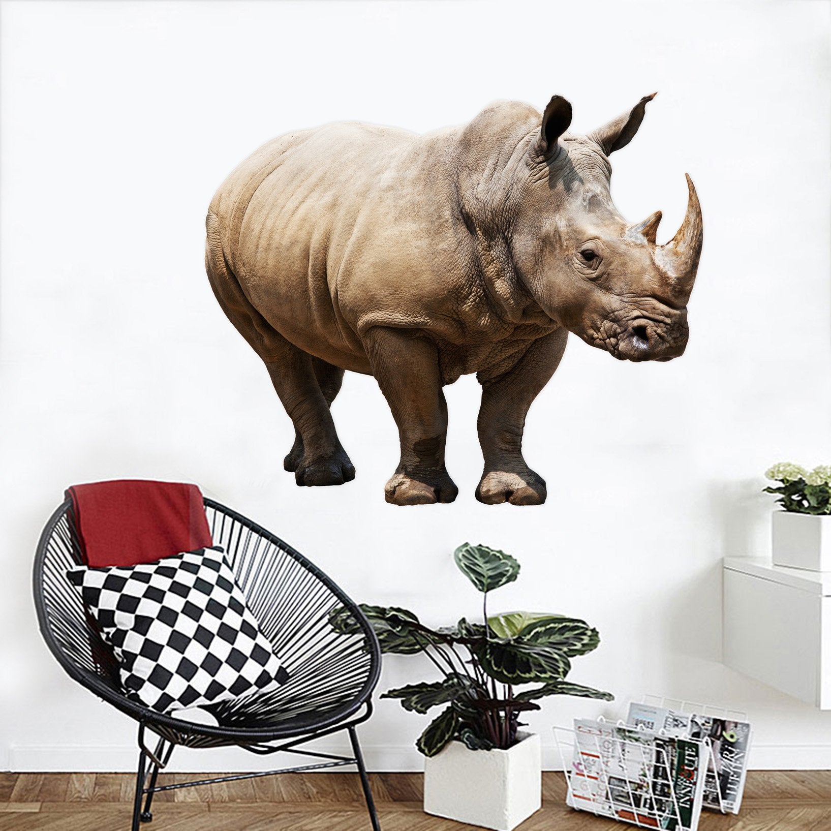 3D Standing Rhinoceros 023 Animals Wall Stickers Wallpaper AJ Wallpaper