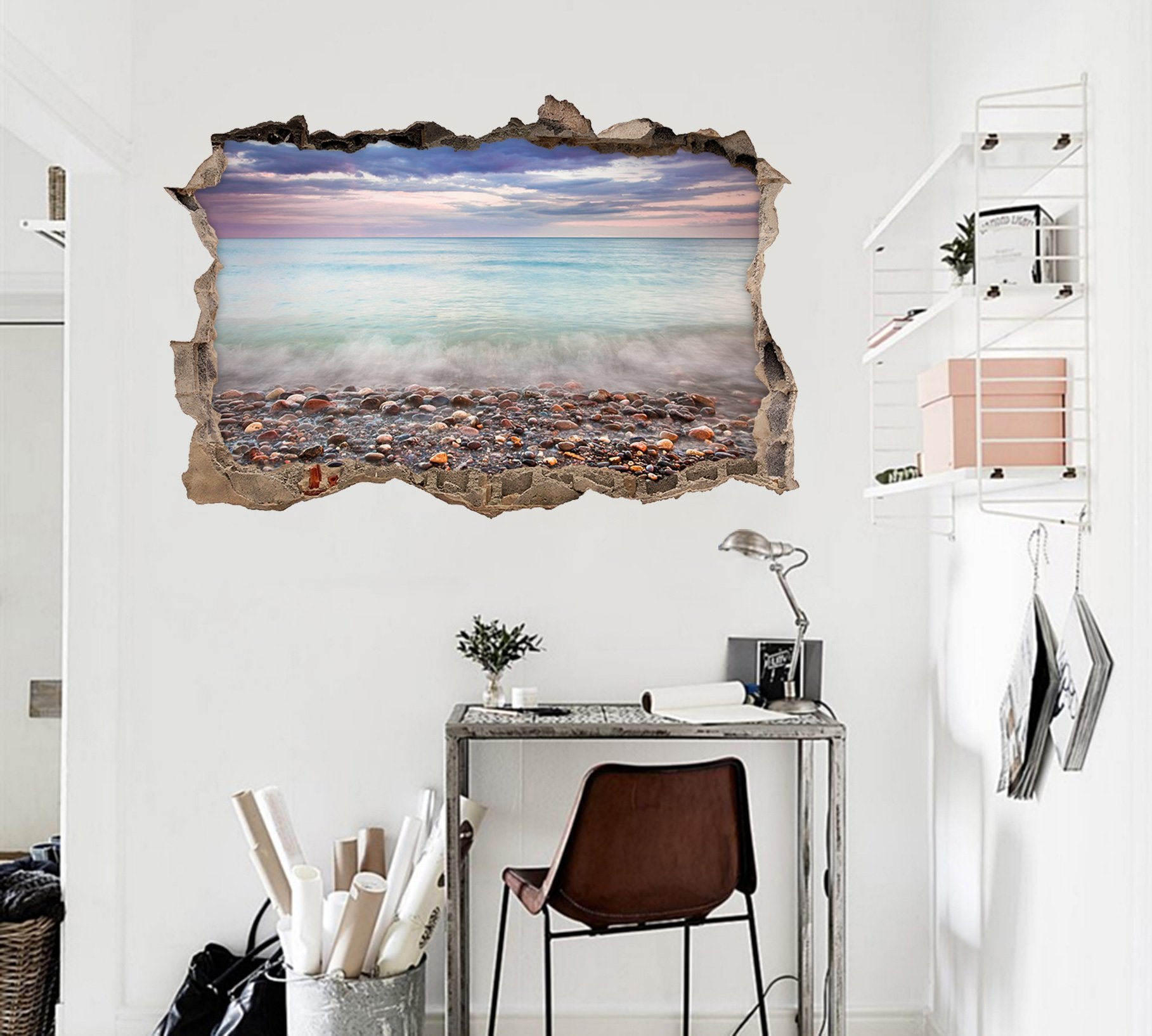 3D Seaside Stones 054 Broken Wall Murals Wallpaper AJ Wallpaper