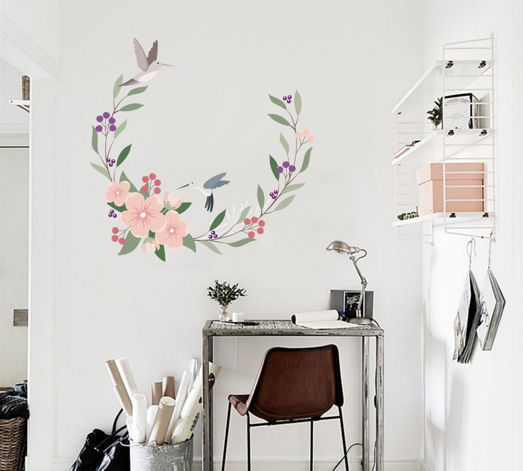 3D Vine Powder Flower 242 Wall Stickers Wallpaper AJ Wallpaper