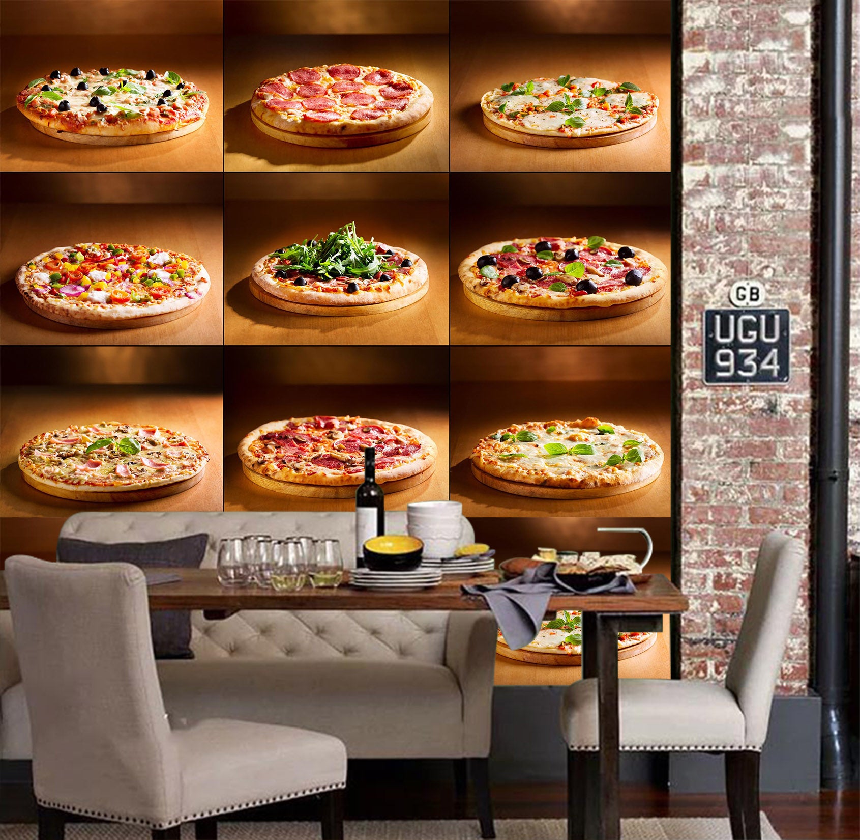 3D Delicious Pizza 1084 Wall Murals