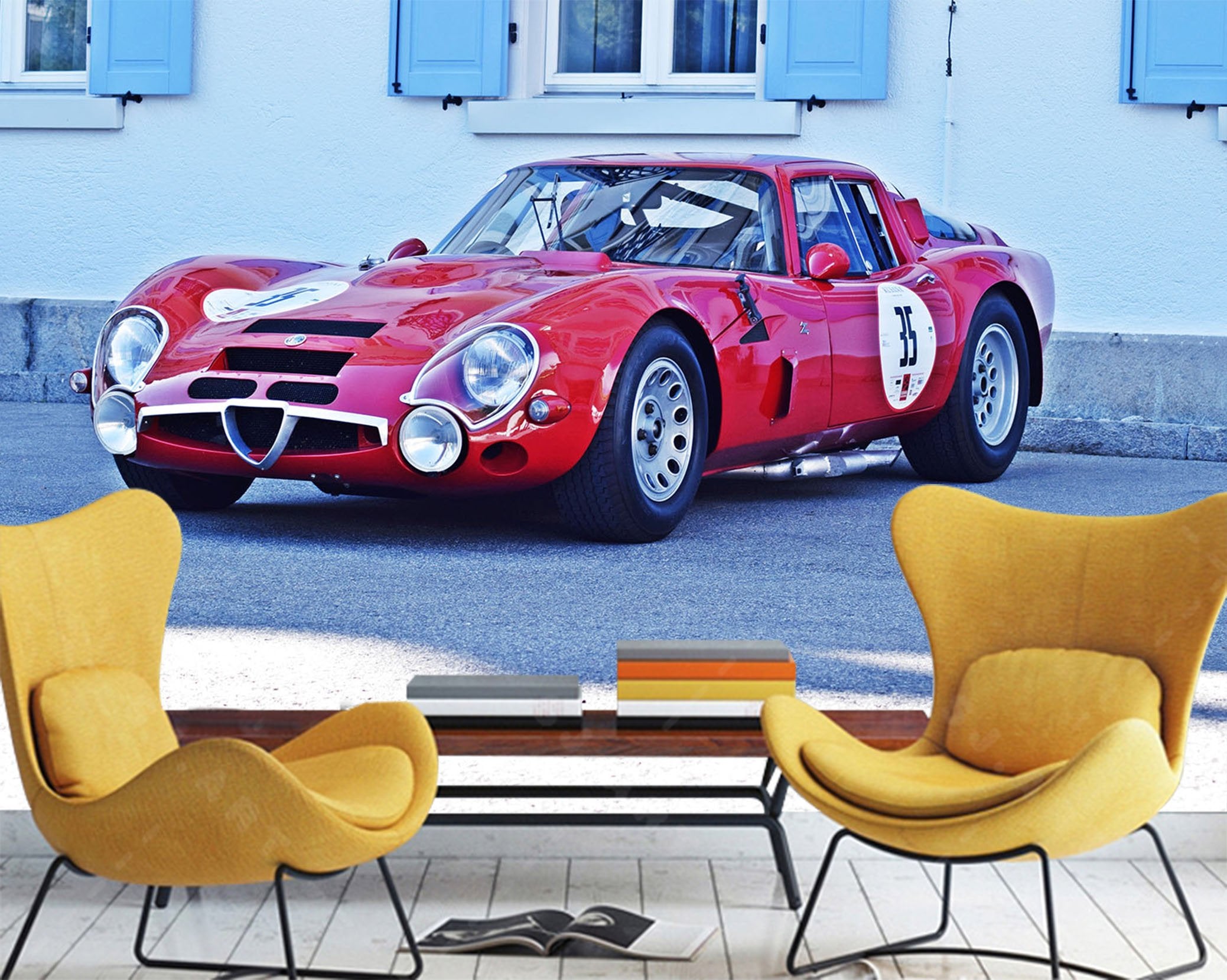 3D Alfa Romeo Red 898 Vehicle Wall Murals Wallpaper AJ Wallpaper 2