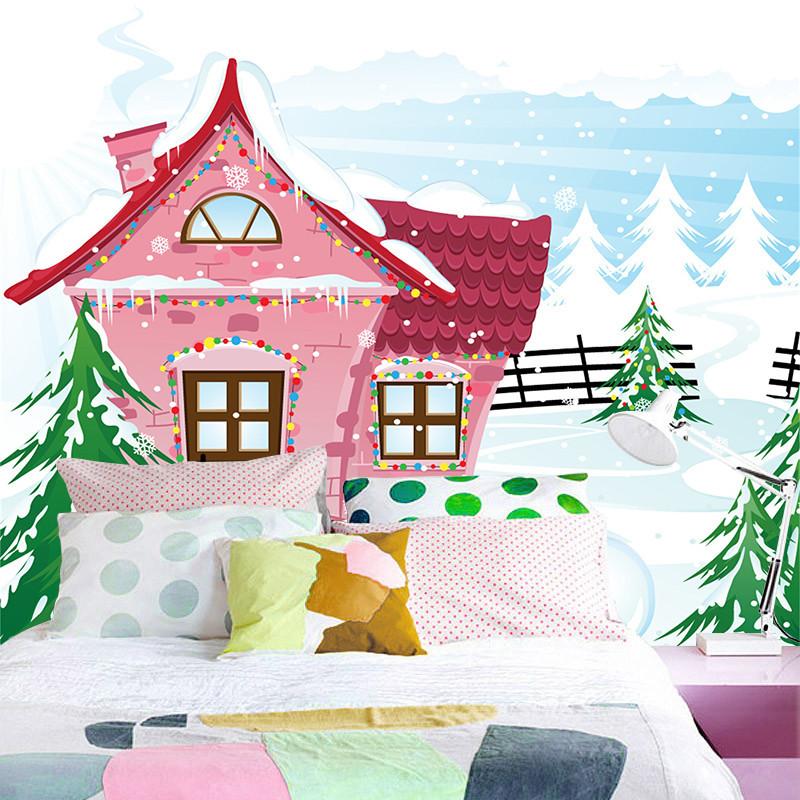 3D Pink House Forest 501 Wallpaper AJ Wallpaper