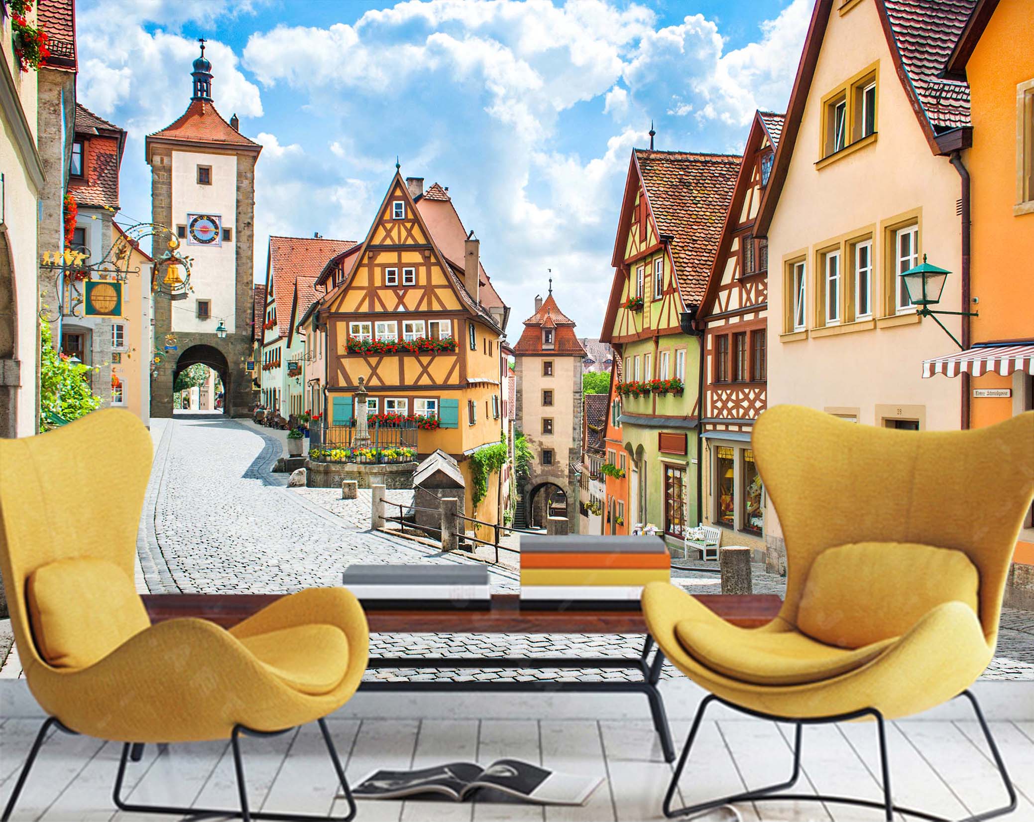 3D Small Town Street 1448 Wall Murals