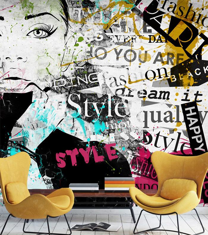 3D Graffiti Girl Charming Eyes 702 Wallpaper AJ Wallpaper