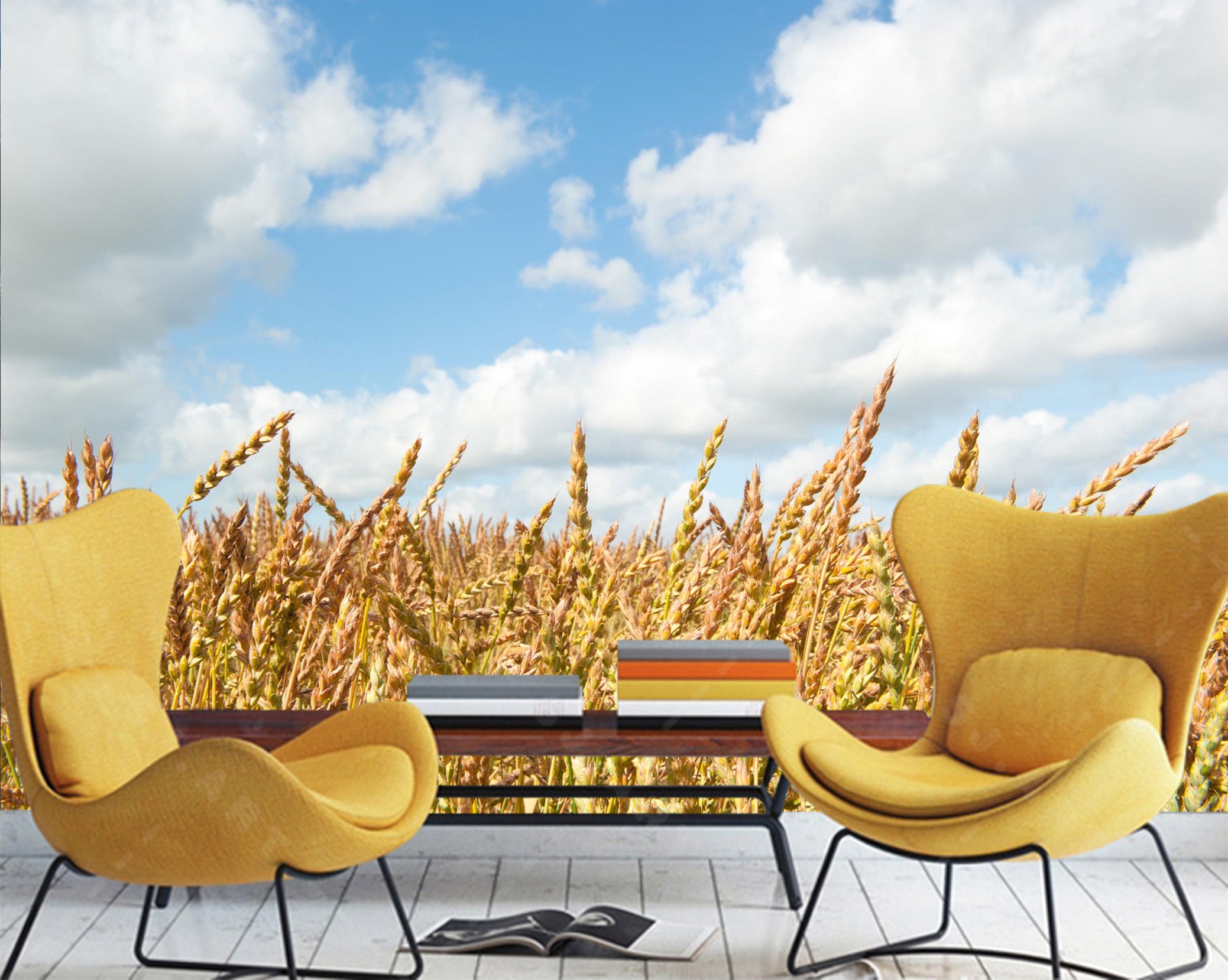 3D Golden Wheat 1031 Wall Murals