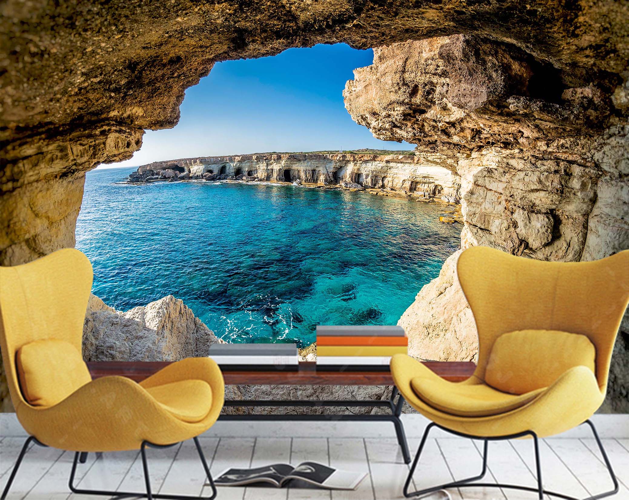 3D Stone Cave Sea 25 Wall Murals Wallpaper AJ Wallpaper 2