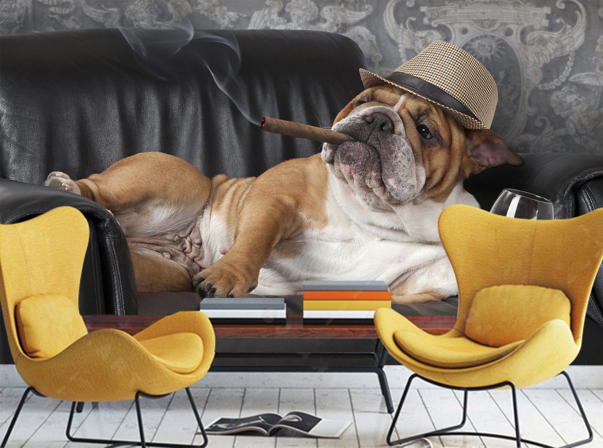 3D Smoking Dog 1055 Wall Murals