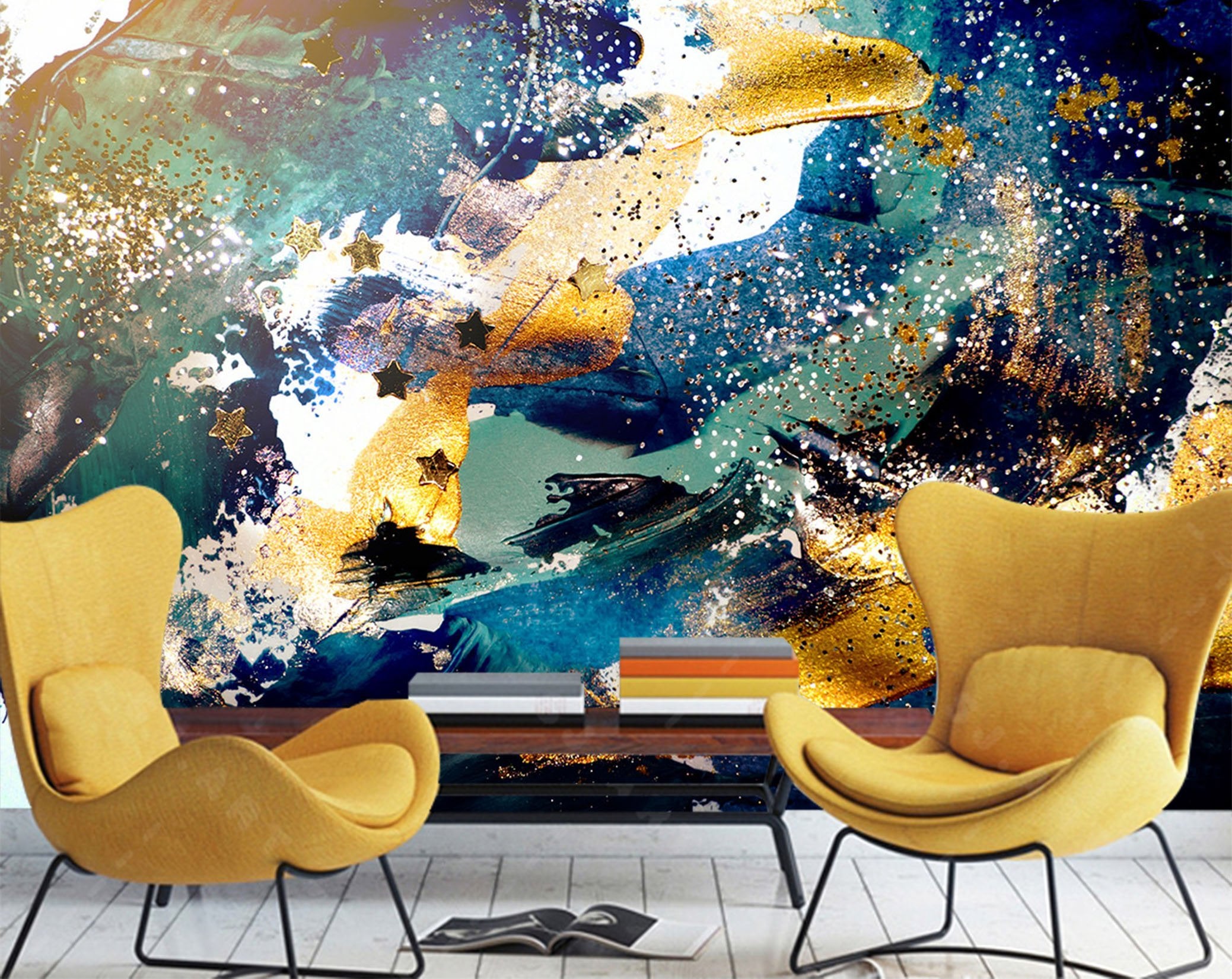 3D Gold Powder Sequin 68 Wallpaper AJ Wallpaper