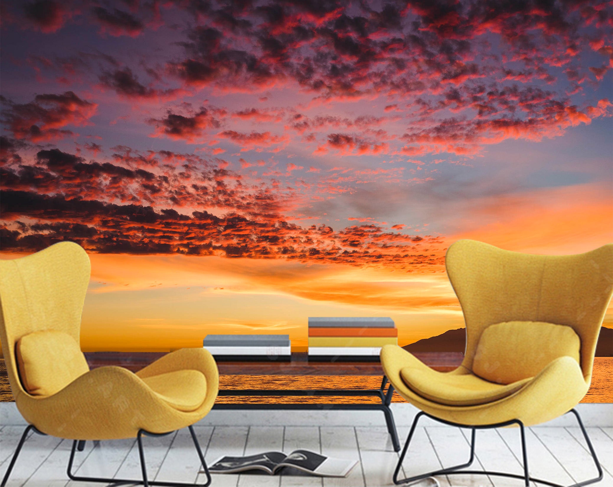 3D Sunset Sky Clouds 87 Wall Murals