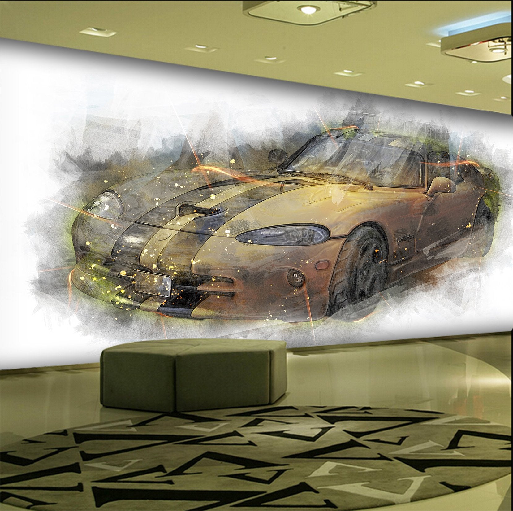 3D Golden Atuo 913 Vehicle Wall Murals Wallpaper AJ Wallpaper 2