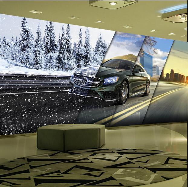 3D Snow Pines Running Car 089 Wallpaper AJ Wallpaper