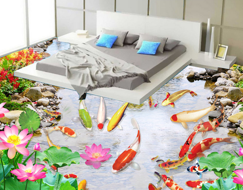 3D Pond Koi 558 Floor Mural Wallpaper Murals Rug & Mat Print Epoxy waterproof bath floor