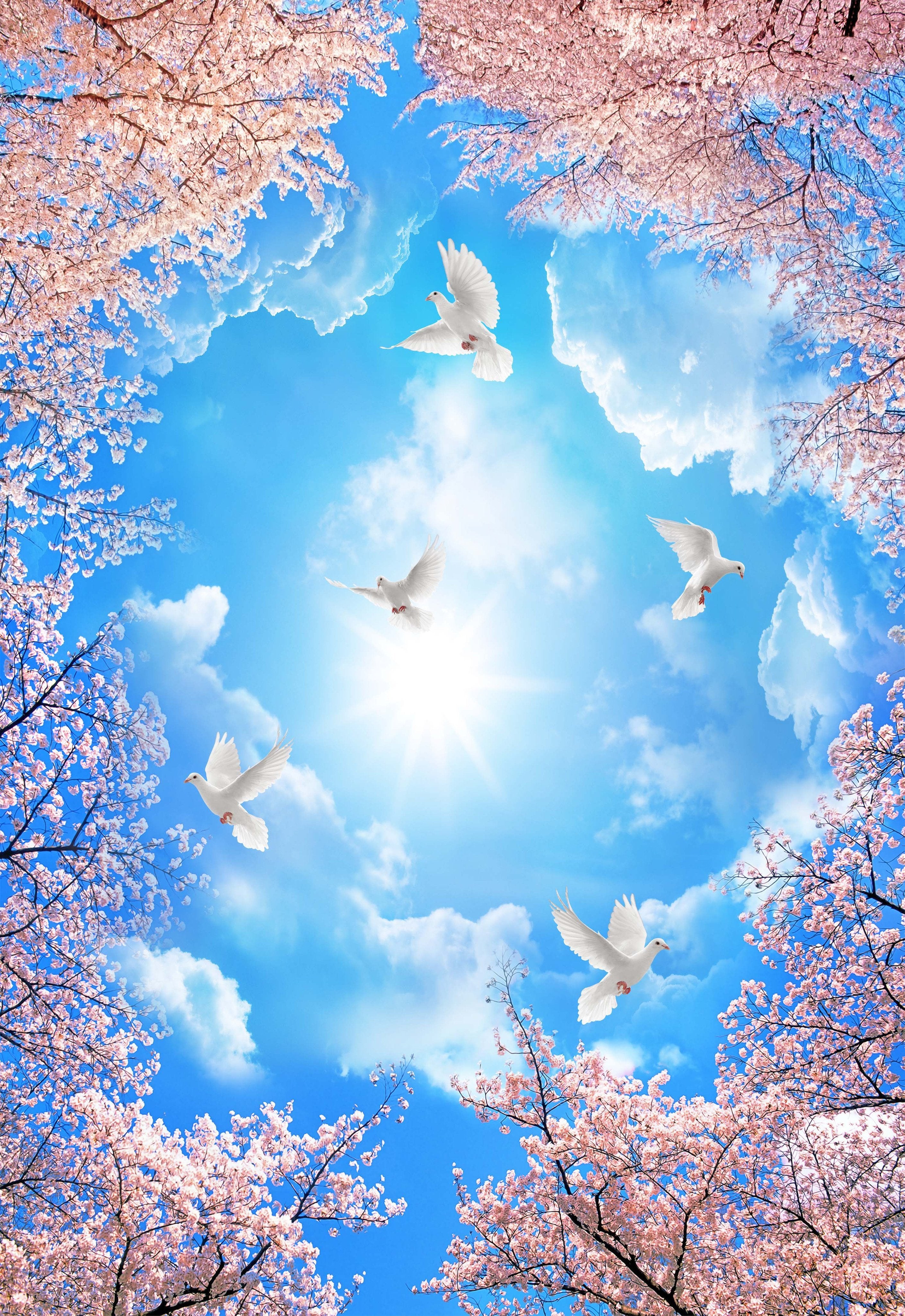 3D Flowers Trees Flying Birds 1532 Stair Risers Wallpaper AJ Wallpaper