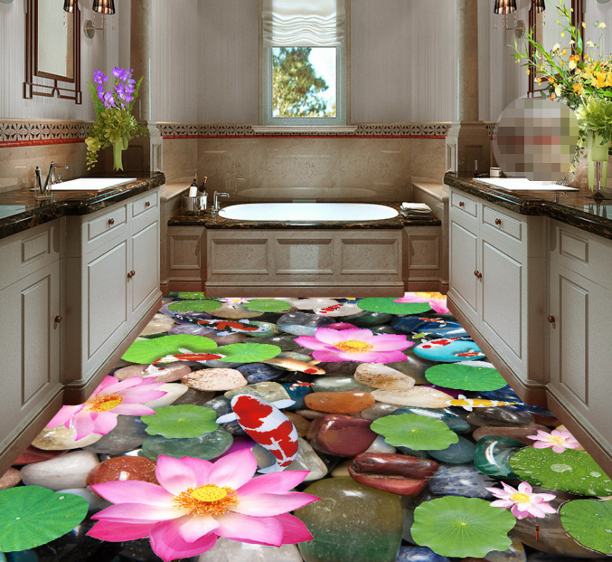 3D Lotus Blossom 195 Floor Mural Wallpaper AJ Wallpaper 2